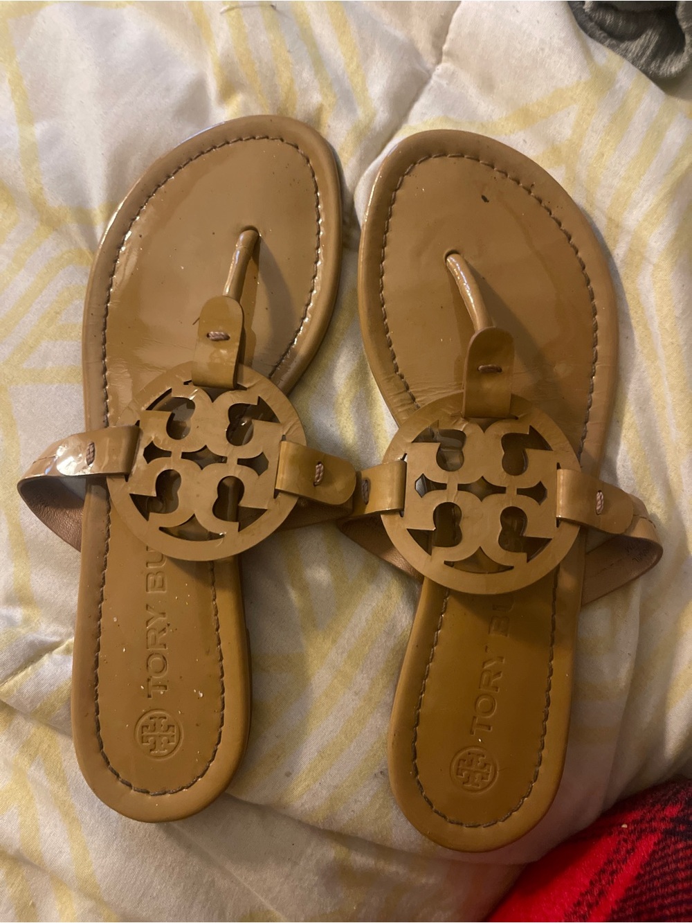 Tory Burch Caramel Patent Miller Sandals